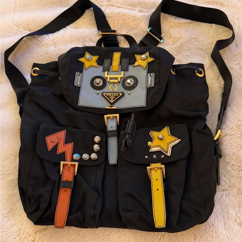 PRADA ROBOT BLACK BACKPACK WITH COA LIMITED EDITION - Picture 1 of 12